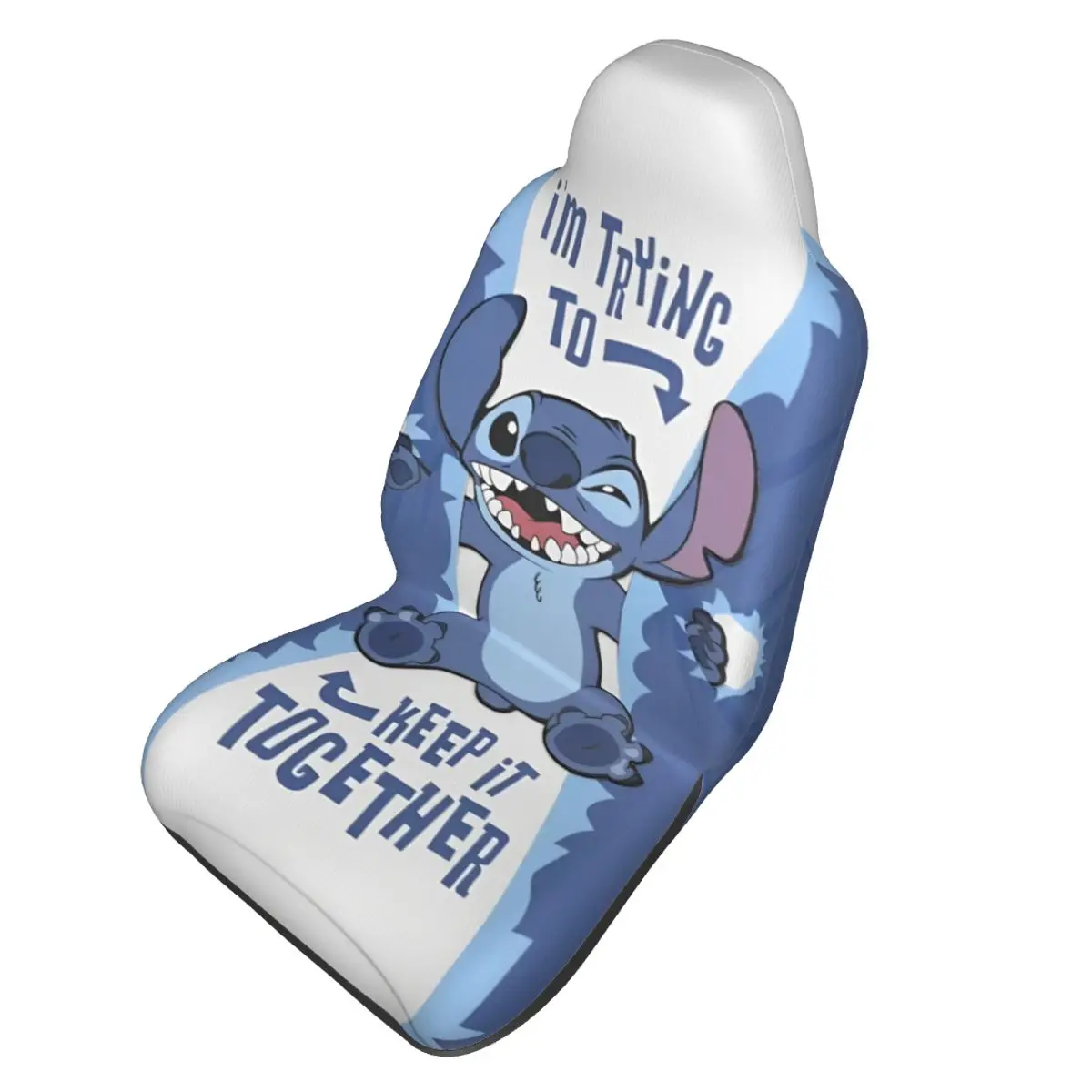غطاء مقعد السيارة من Stitch and Angel، أغطية مقاعد مرنة على شكل رسوم متحركة أنيمي، مفردة عالمية مناسبة للشاحنات والسيارات والسيارات
