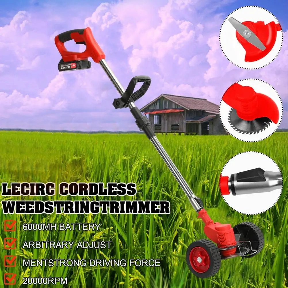 24V 2000mAh Battery Supply Rechargeable Telescopic Rod D-Shaped Handle Weed Trimmer Cordless Electric Weed Lawn Eater Edger