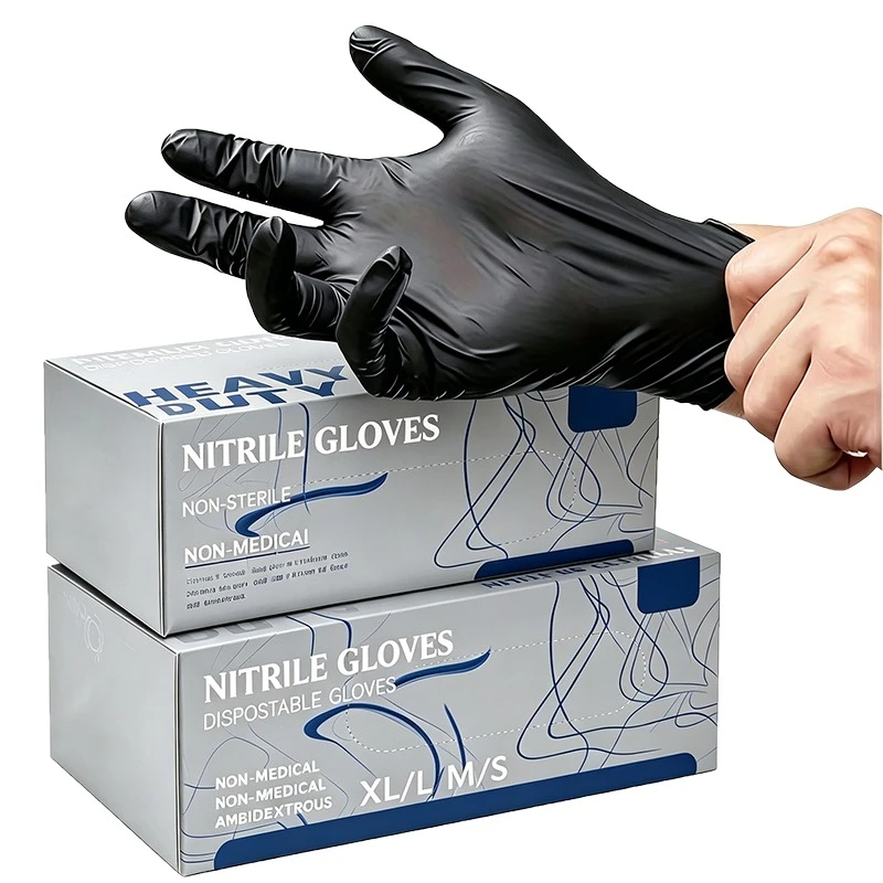 20/50/100PCS Disposable Black Nitrile Gloves Ambidextrous Nitrile Gloves for Kitchen Dishwashing Household Outdoor Application