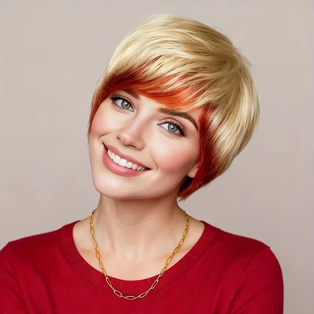 ピクシーカットウィッグ人毛ショートストレートピクシーウィッグ黒人女性用レイヤードブラジルレミー人毛マシンメイドウィッグ