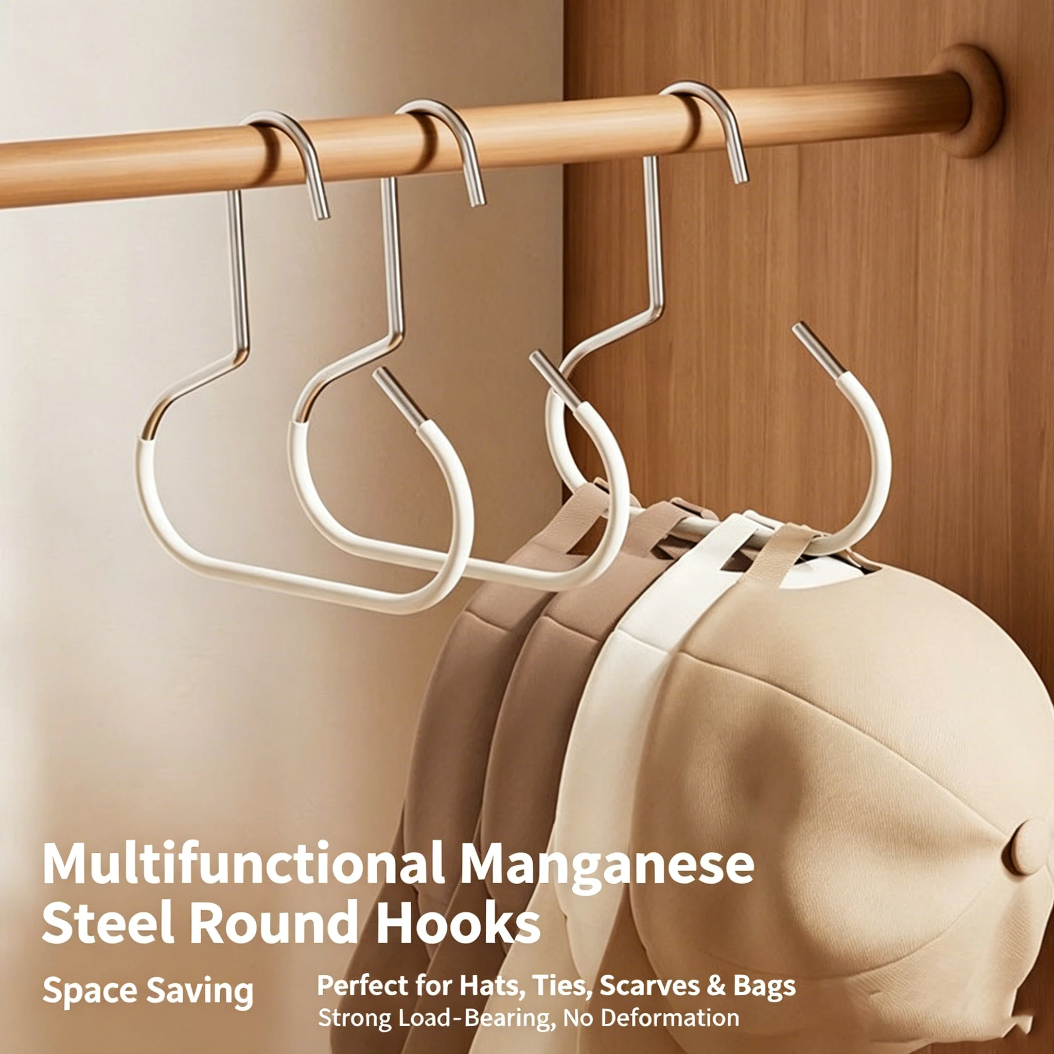 1/5pcs Versatile Steel Non-slip Round Hanger Hook Perfect for Hats Ties Scarves&Bags Towel Strong Load-Bearing Non-Deformable
