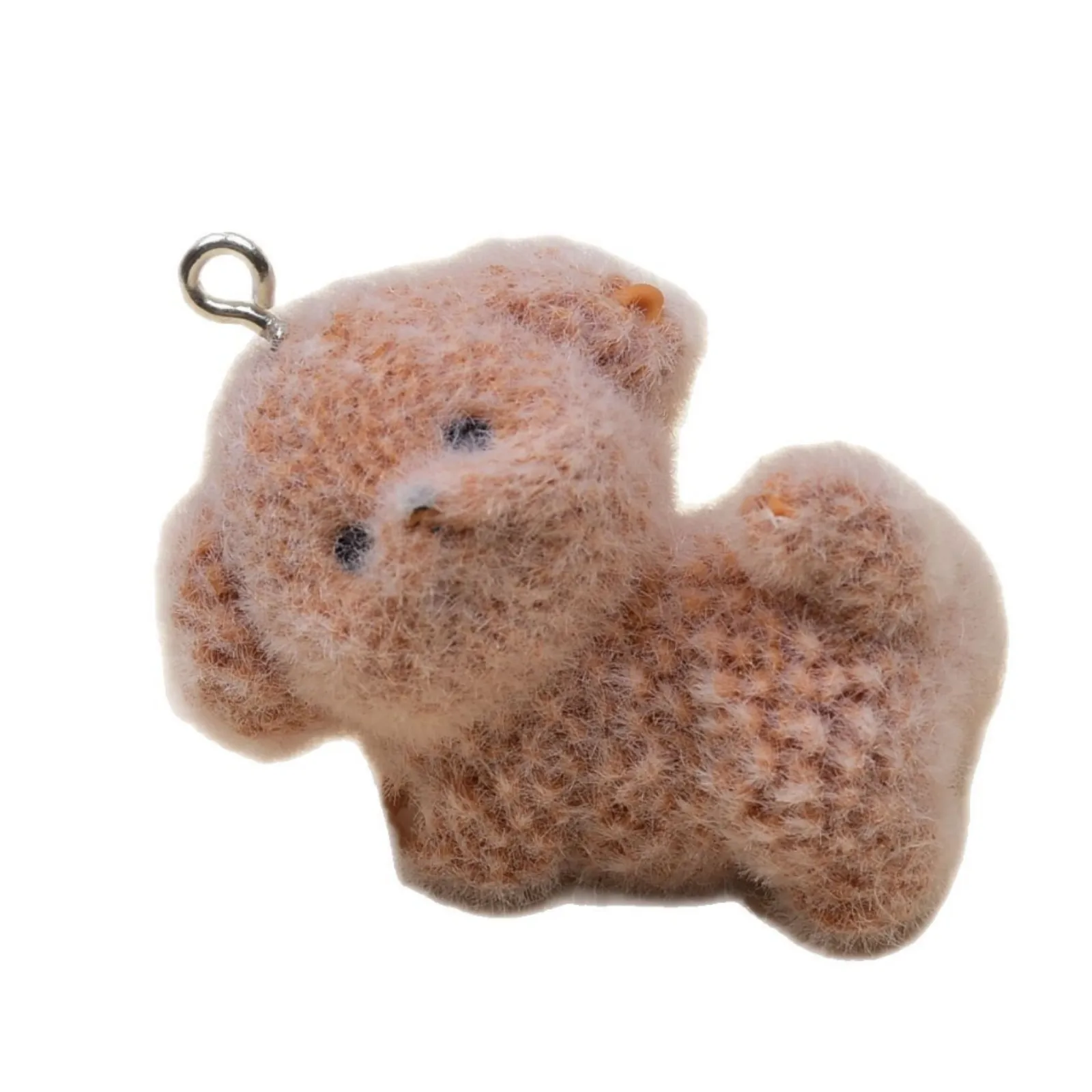 20PCS Fluffy Flocking Doll Charms Cute Cartoon Resin Dog Pendant For Mobile phone bag Keychains Diy Jewelry Make Accessories
