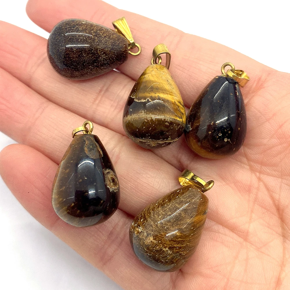 15x24mm 1pcs Natural StoneTiger Eye Stone Pendant Teardrop Pendant for Jewelry Making DIY Earring Accessories Fit Necklaces