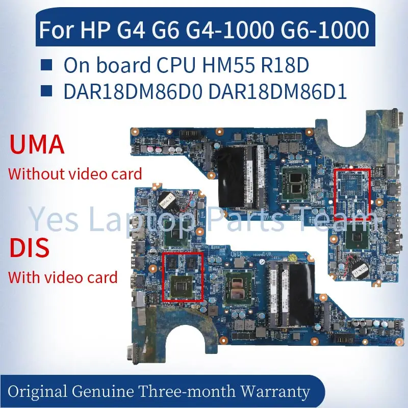 Imagem -05 - Placa-mãe Portátil para Notebook hp G41000 R13 G4-1000 G6-1000 G7-1000 636373001 Da0r13mb6e1 Da0r13mb6e0 G4-1000