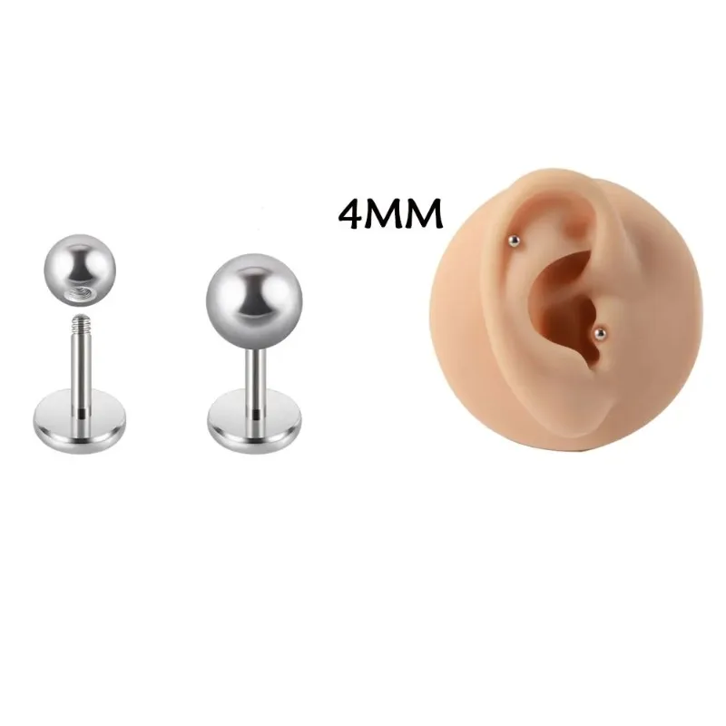 10 Pcs Stainless Steel Short Rod Ear Nails Ball External Tooth 20g/16g Puncture Cartilage Nails Jewelry Piercing