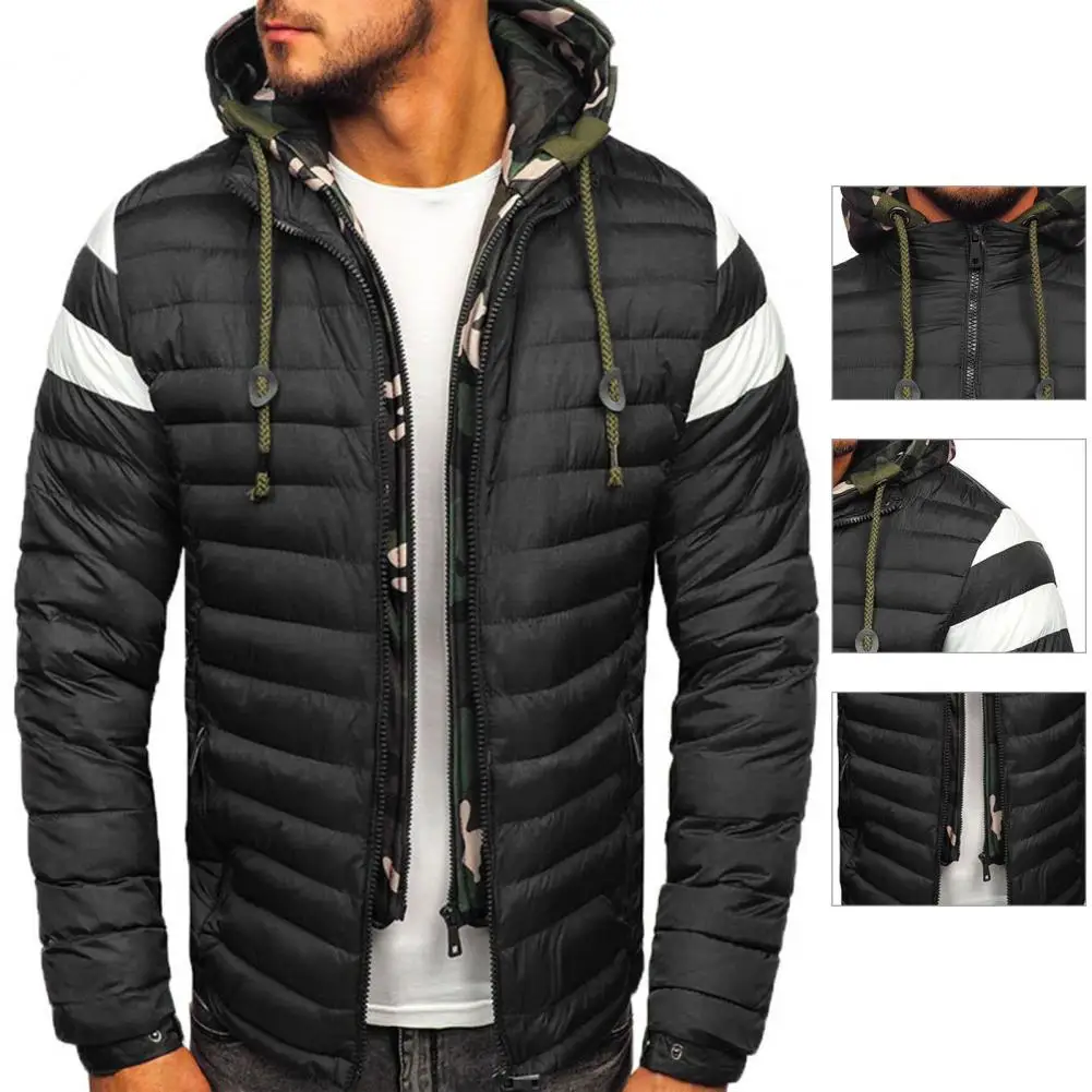 Men Winter Parkas Fashion Solid Hooded Cotton Coat Jacket Casual Warm Clothes Mens Overcoat Streetwear Puffer Jacket