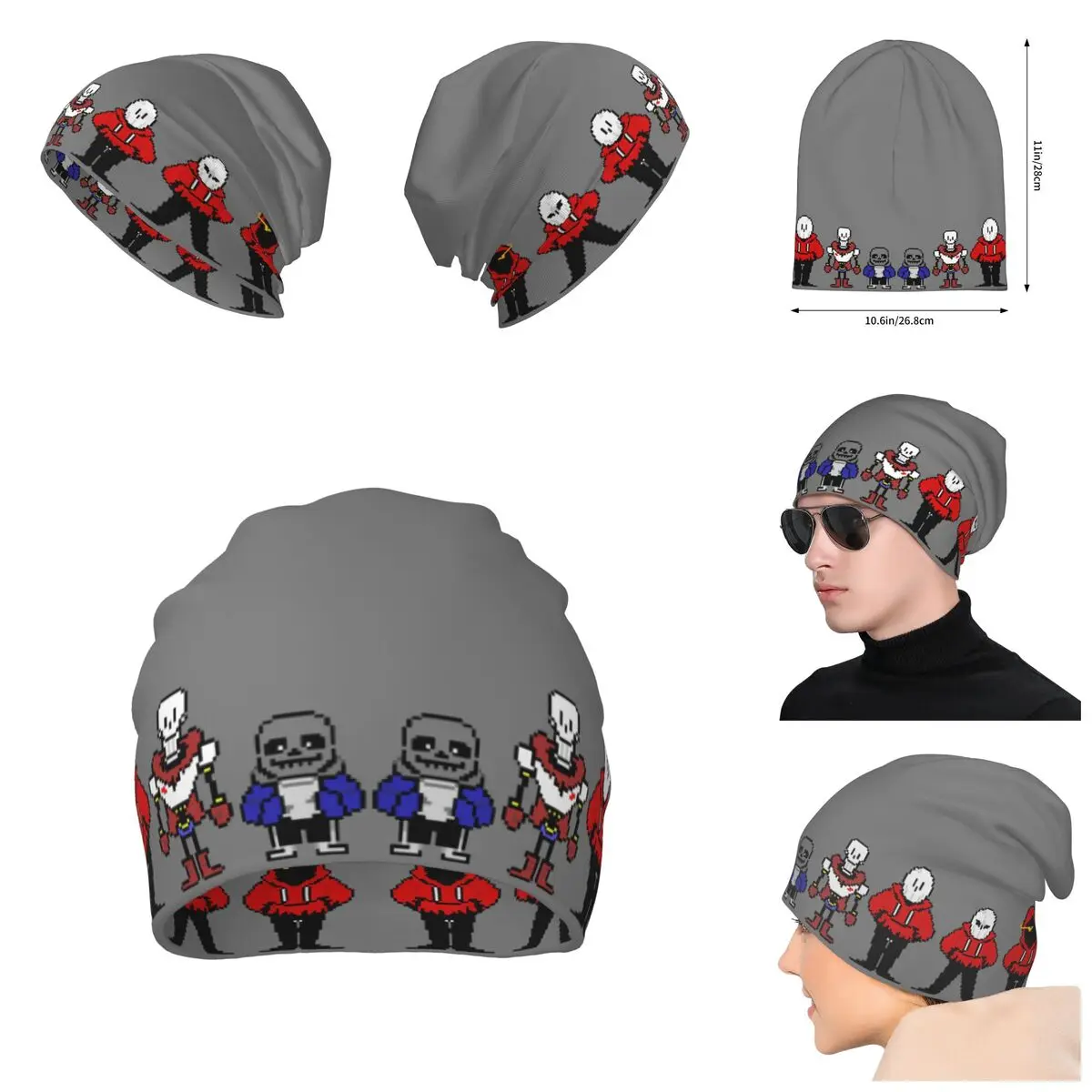 

Sans And Papyrus Sprites Undertale Napstablook Knitted Hat For Men And Women,Unisex winter Warm Brimless printing Urinal Hat