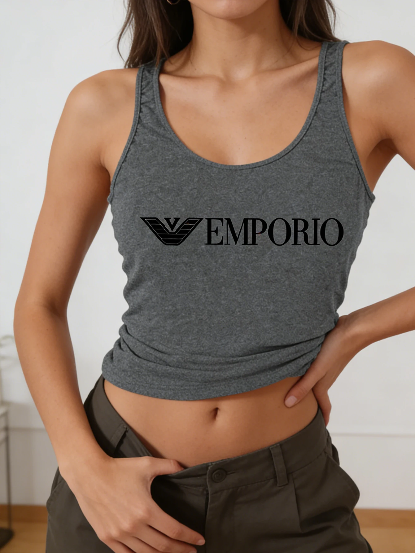 Luxury-lite Letter-printed Stylish Sleeveless Blouse, Casual Sleeveless Blouse, Women's Clothing