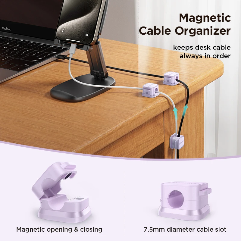 Joyroom 3/6/12 Pcs Magnetic Cable Clip Cable Holder Adhesive Wire Keeper Cord Cable Organizer for Home Office Desk Management