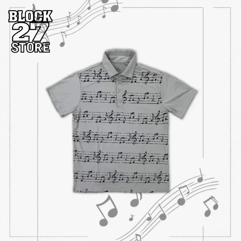 Mens Polo Shirt Y2K Music Note Gothic Black Tee Harajuku Unisex Loose Fit Short Sleeve Streetwear Casual Fashion Trend Arrival