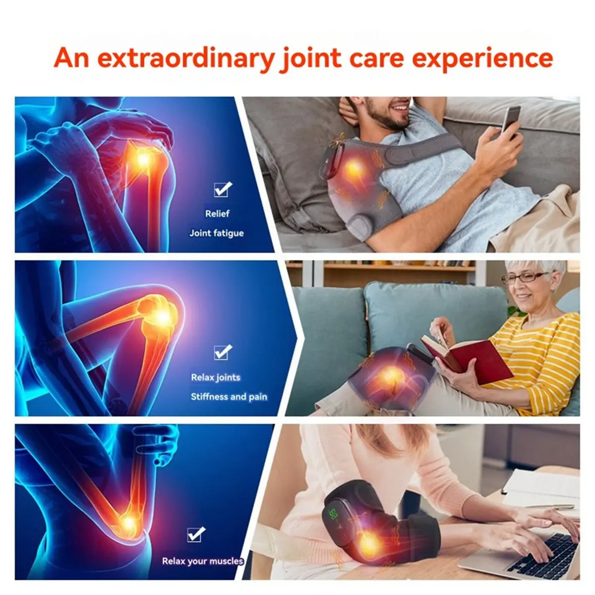 [Vend for]Cordless Knee Massager with Heat, Heating Pad for Knee Shoulder Elbow, Heated Knee Brace for Arthritis