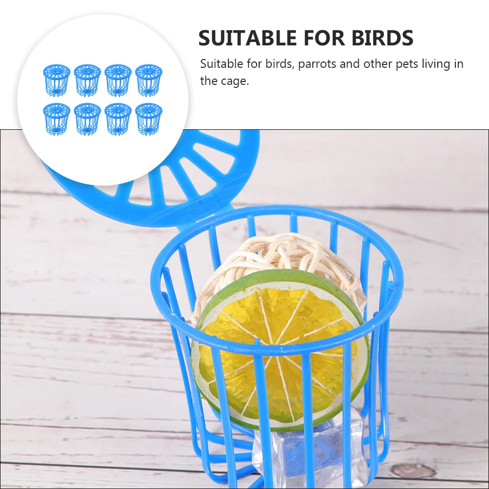 

8 Pcs Fruit Vegetable Basket Containers Plastic Parrot Food Basket for Birds Accessories Blue Feeding Supplies Safe Durable Pet