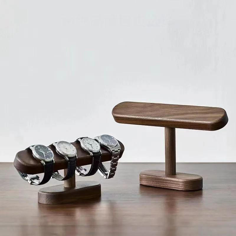 Vintage Walnut Watch Bracket Display Shelf Solid Wood T-Bar Bracelet Chain Jewelry Organizer Display Stand Home Decoration