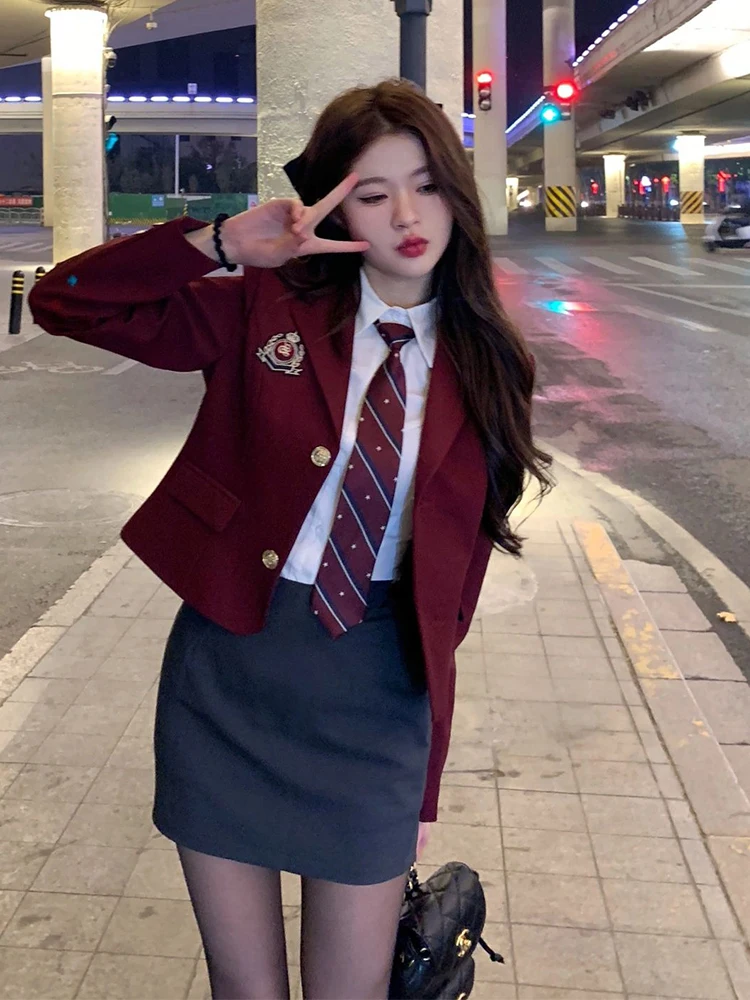 Coréen Sle automne femmes doux et Cool école orm irt costume ort jupe t-shirt pièce ensemble taille haute trajet Dr
