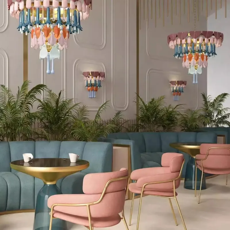 

Vintage Advanced Ceramic Color Living Room Chandelier Creative Personality Art Dining Room Bedroom Study Decorative Lamps