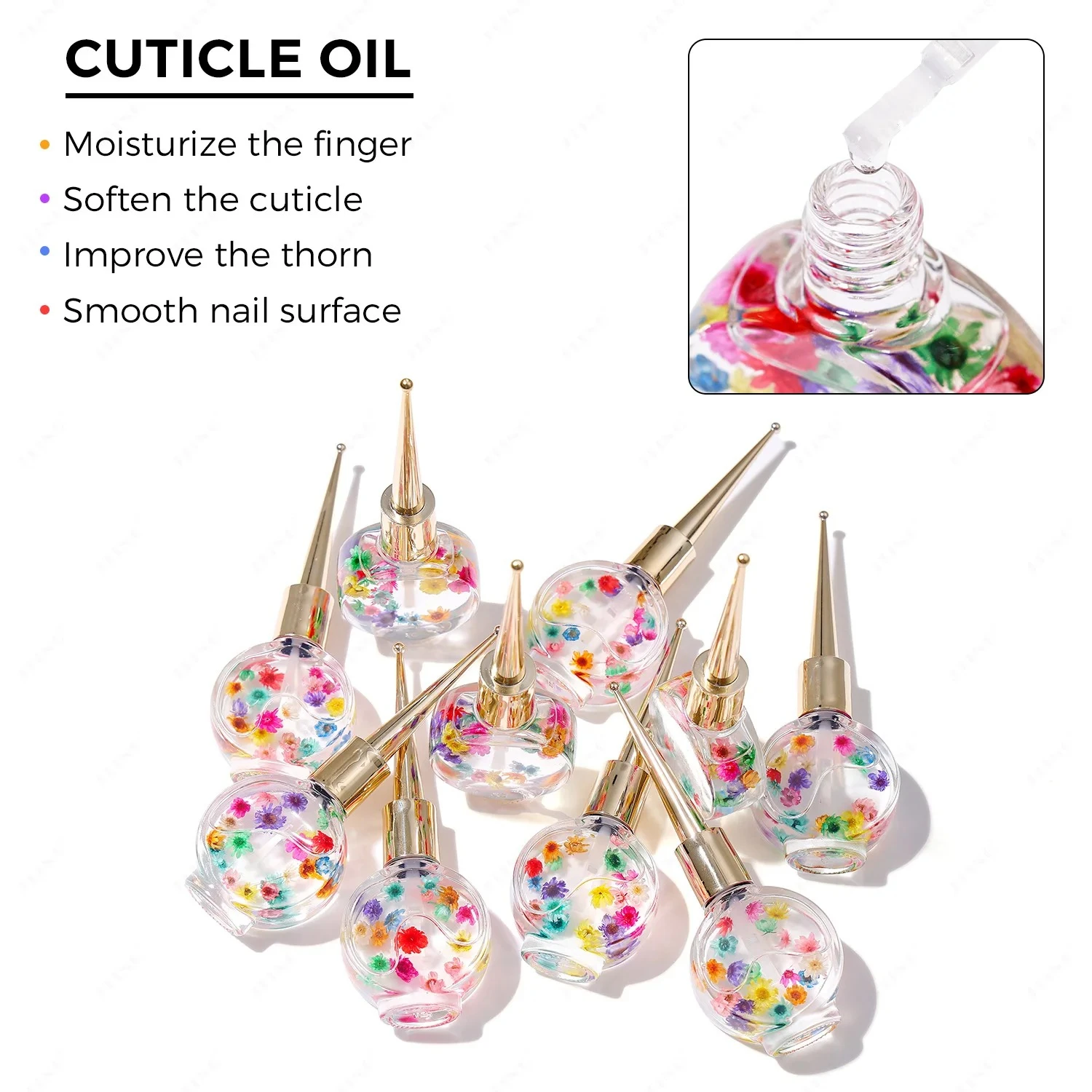 JTING 1pc Deep Moisture Cuticle Oil Formula Flower Cuticle Oil 15ml for Nails Nutrition Revitalizer Oil