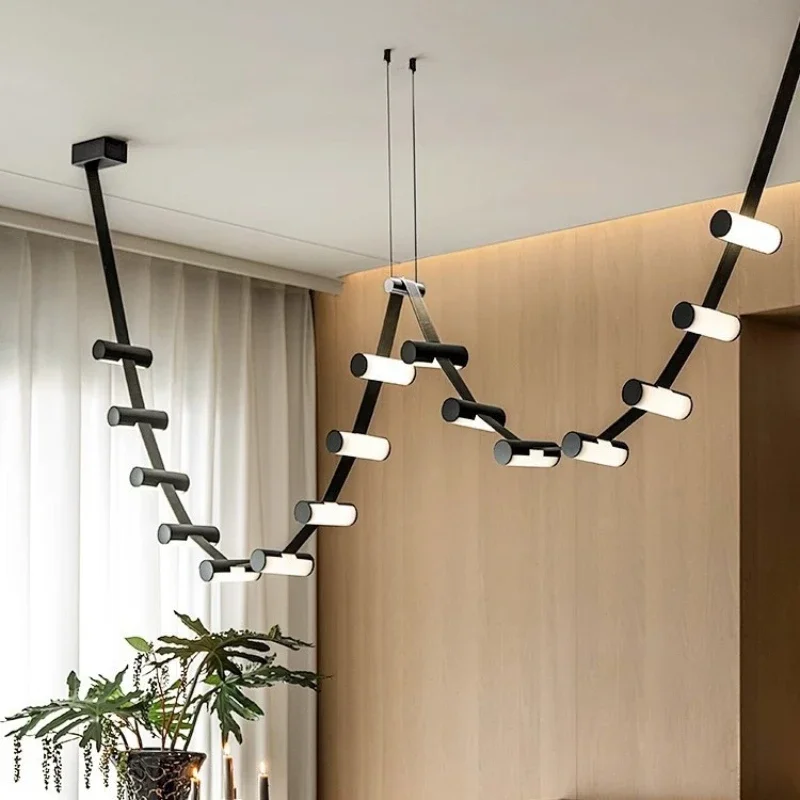 SANDYHA Nordic Design Belts Chandelier Home Decor Led Hanging Lamp Living Room Dining Bedroom Hotel Lustre Salon Pendant Lights image 3