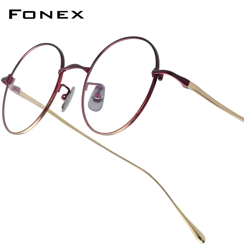 FONEX Pure Titanium Glasses Frame for Women 2025 New Vintage Men Ultralight High Quality Retro Round Eyeglasses Eyewear DIG