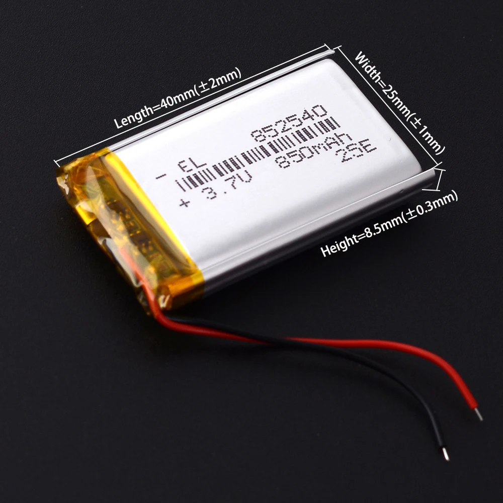 3.7V Lipo Li Polymer Lithium Rechargeable Battery 252540 300mAh 352540 452540 552540 652540 752540 852540 122540 952540