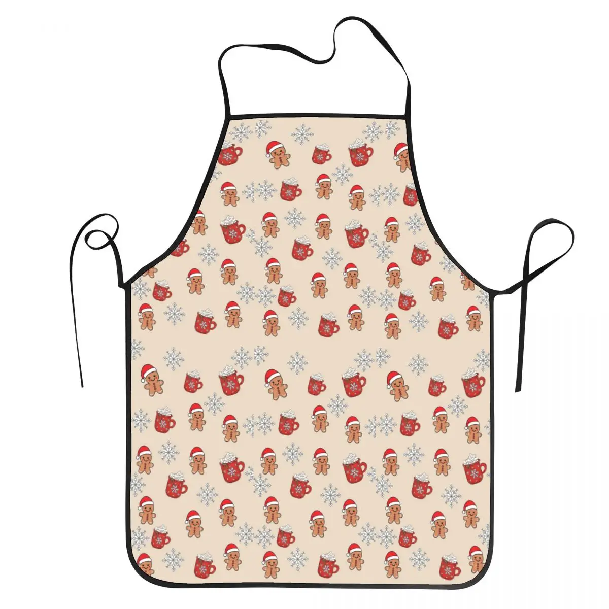 Merry Christmas Tree And Gingerbread Men Aprons Chef Cuisine Tablier Sleeveless Bib Kitchen Cleaning Pinafore for Women Men