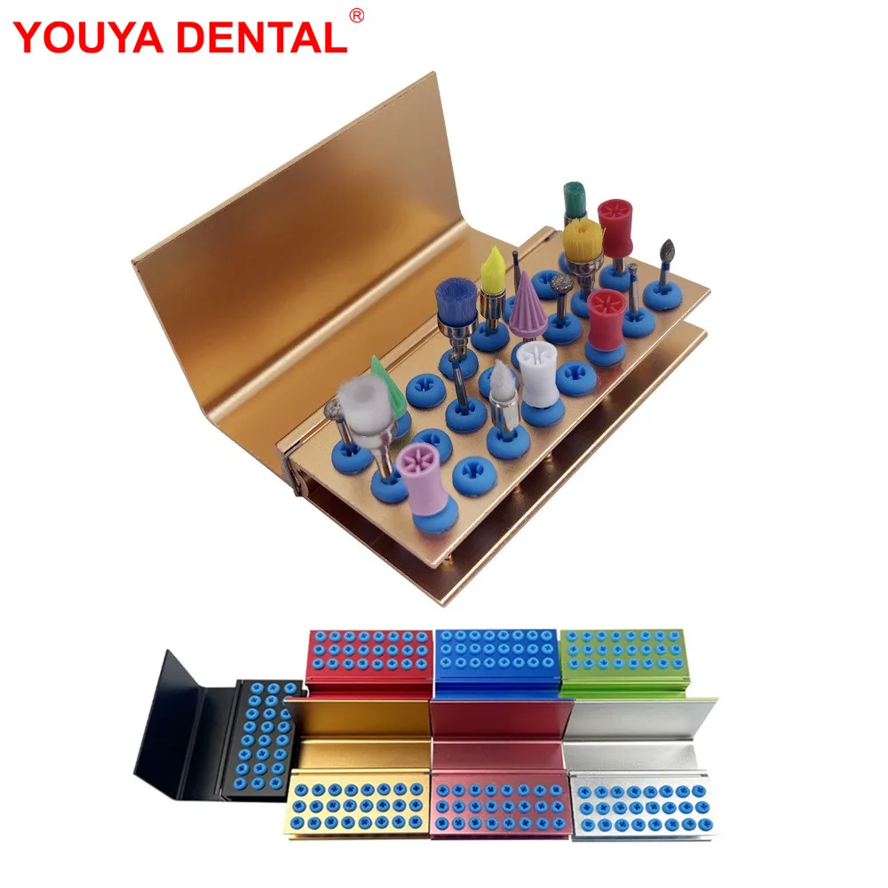 

1pcs 24 Holes Autoclavable Dental Burs Holder Block Dentistry Burs Organizer Box Sterilizer Case For High Speed Burs & Low Speed