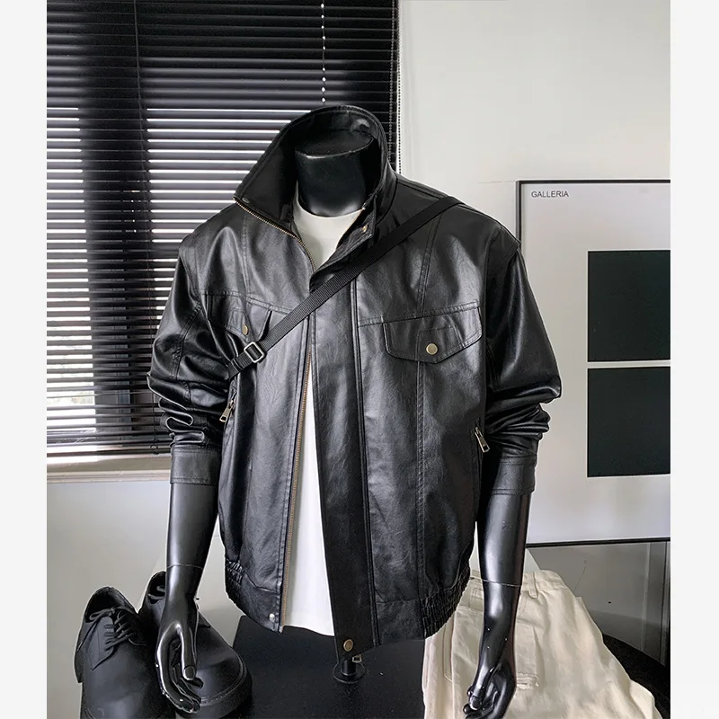 

Осенняя новая мода, мужская высококачественная мотоциклетная куртка с воротником из искусственной кожи, пальто для мужчин, водонепроницаемая мужская куртка