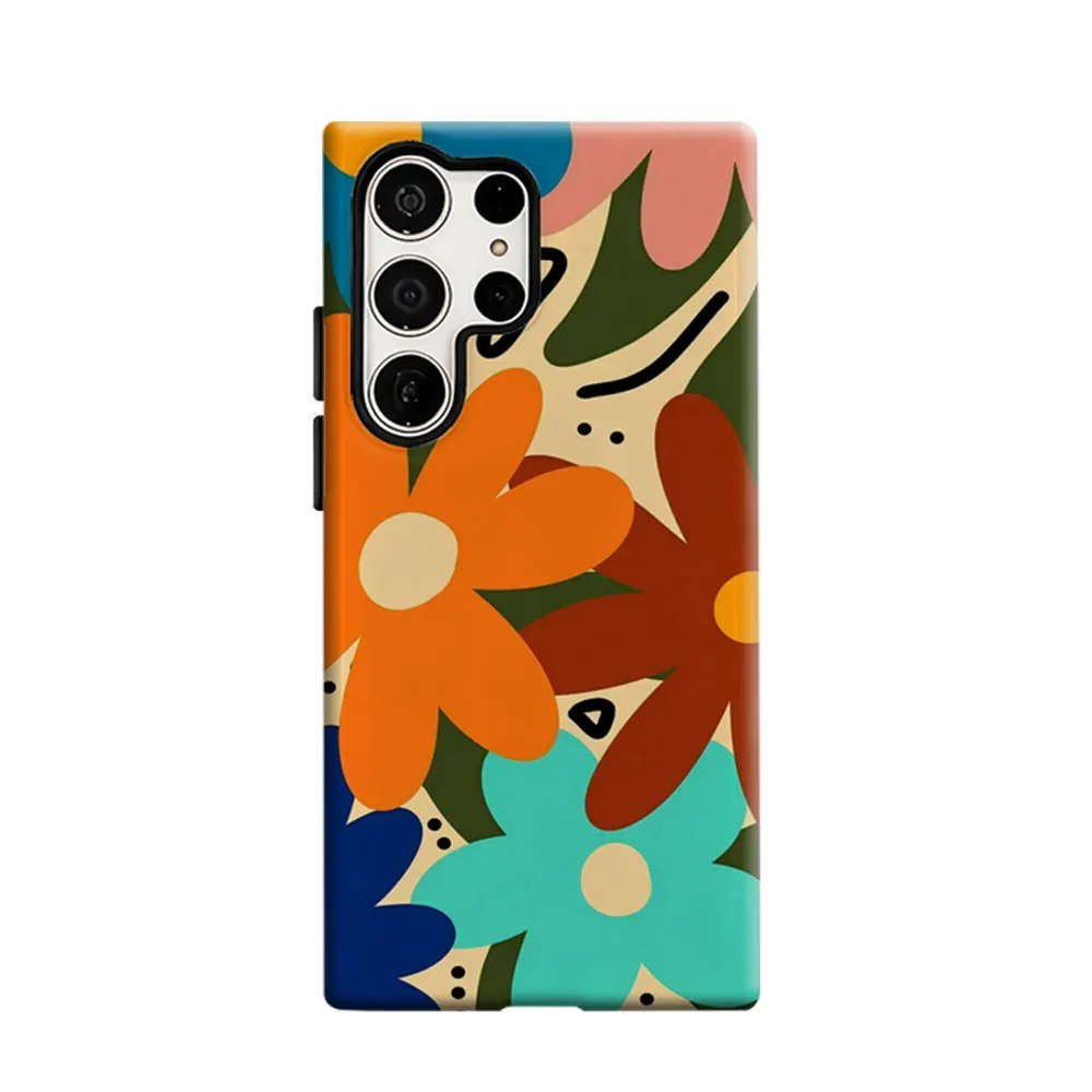 CaseLumi Phone Case For Samsung Galaxy S25 S24 S23 Ultra Plus HD Hard Retro Florals Double Layer Cover Film Shell