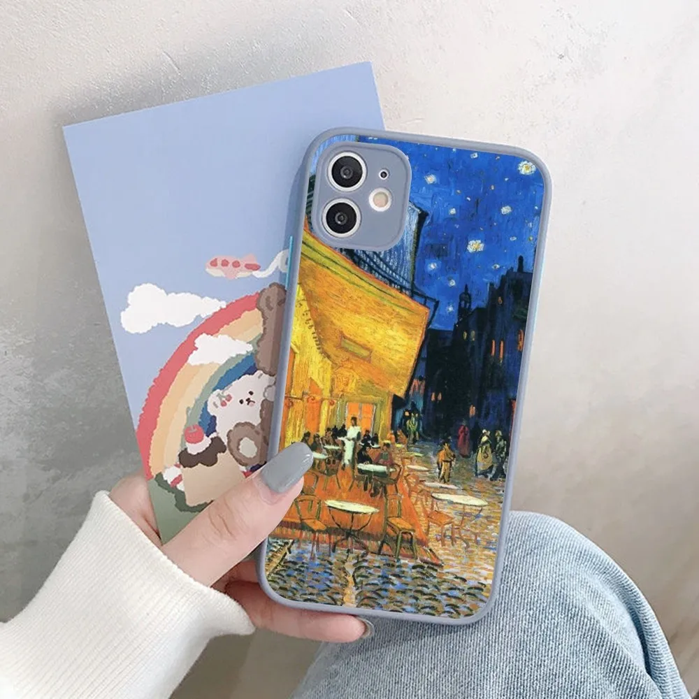 جراب هاتف Van Gogh مرصع بالنجم والسماء ، حافظة غير لامعة ضد العيوب لهواتف آيفون 14 ، X ، XR ، XS ، 7 ، 8 Plus ، 11 ، 12 ، 13 Pro Max ، 13Mini