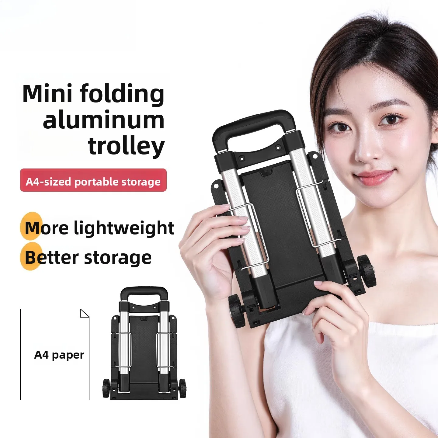 Ultralight mini stroller, super small trolley, backpack trolley, portable pocket trailer, mini folding trolley
