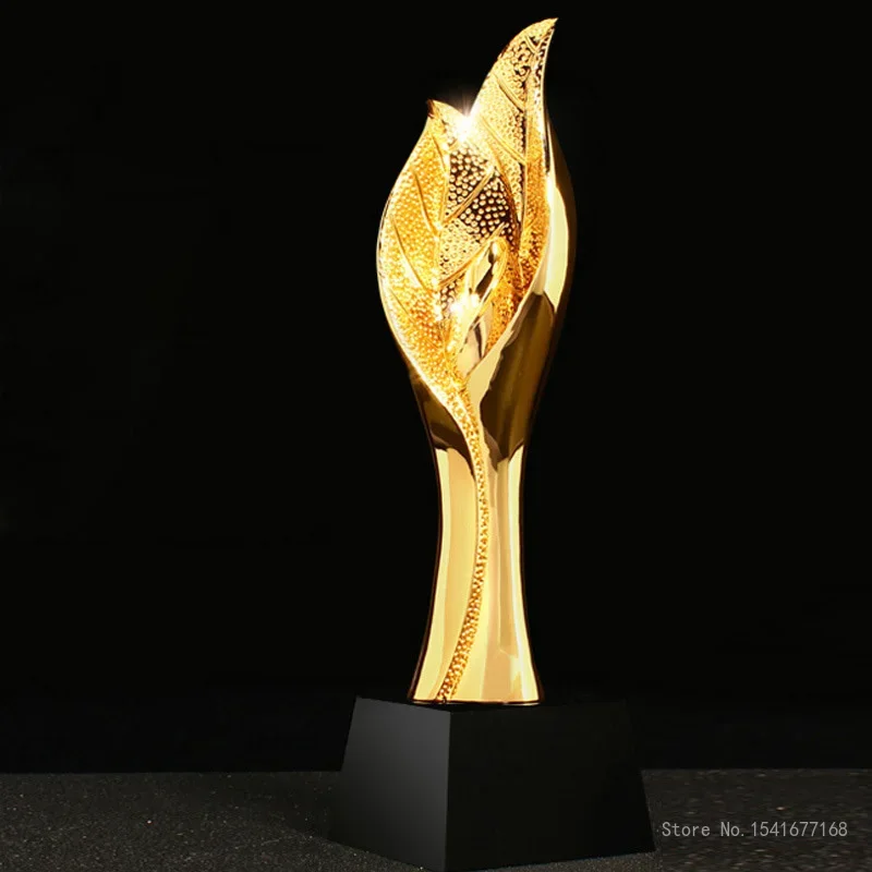 Customized Leaf Resin Trophy, Gold Cup, Champion Sports, Educational Props, Excellent Souvenir Reward, Home Decoration, 1Pc