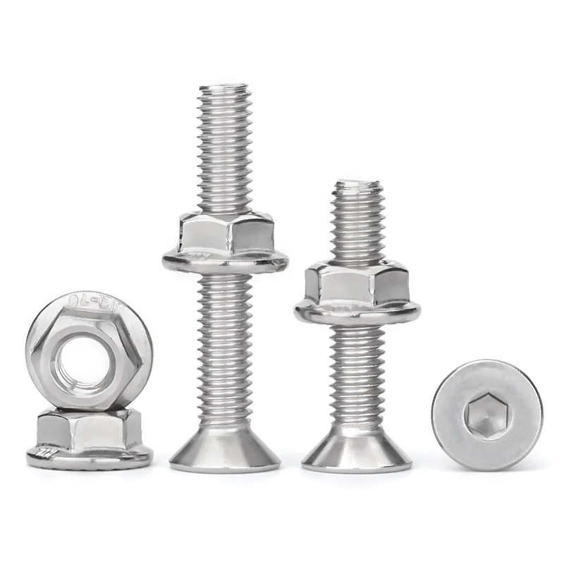 مسامير غاطسة مفتاح ألين عرافة المقبس البراغي ومجموعة صواميل شفة مسننة 304 A2 الفولاذ المقاوم للصدأ M2.5 M3 M4 M5