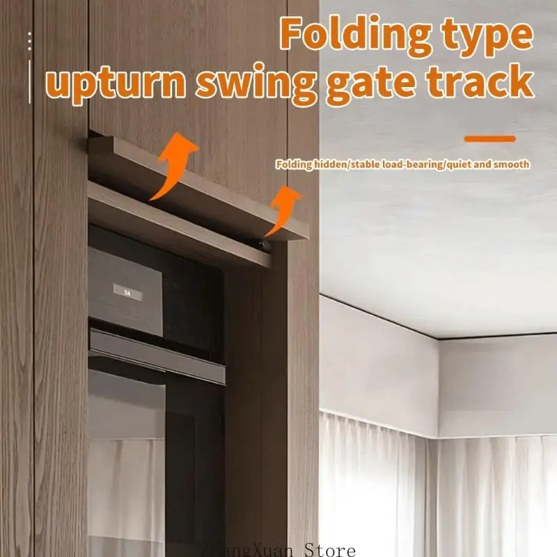 Concealed Storage Cabinet Door Support Set With Slide Hardware for Wall and Overhead Cabinet Access Scene 3XUF