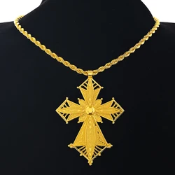 Ethiopian/Isreal Cross Pendant Choker Necklaces Women Girls,Wedding Party Gold Color Eritrean Jewelry African Habesha