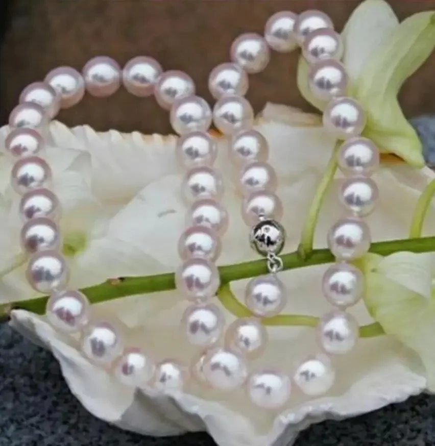 

Real New 8 mm Sea white AB Shell Pearl Necklace 18''