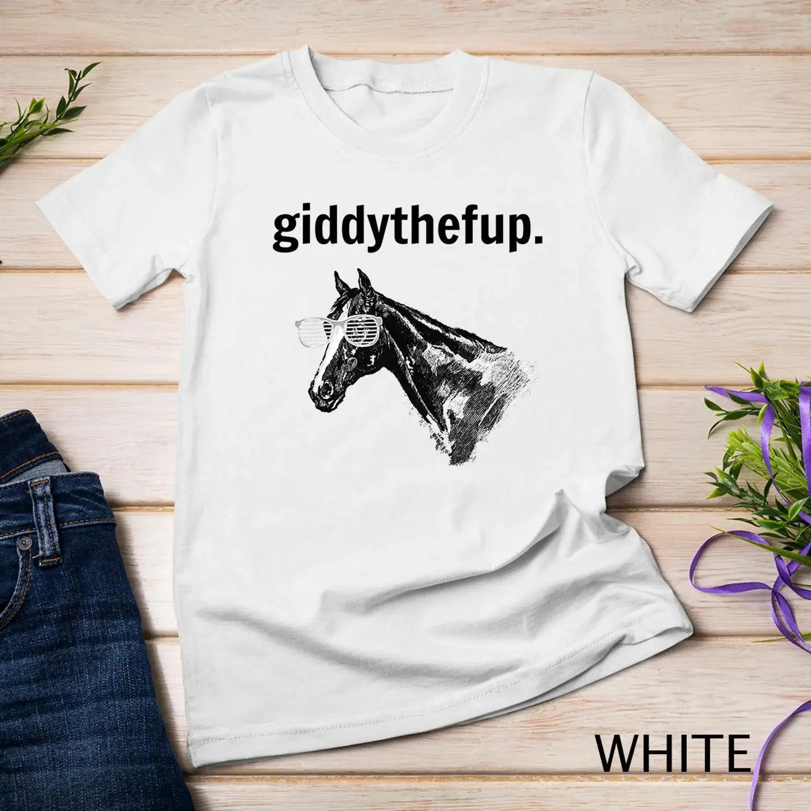 Funny Retro Horse Racing GIDDY THE F UP T Shirt SweaT vintage Washed Stretched Breathable Top For Everyday Wear fashion