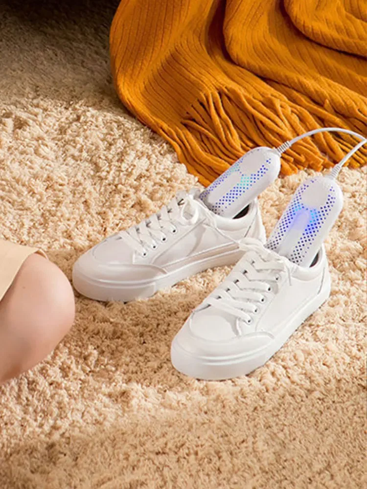 Séchoir à chaussures intelligent portable avec fonction de chauffage, minuterie, télescopique et lumière violette, compact pour bottes, baskets et gants