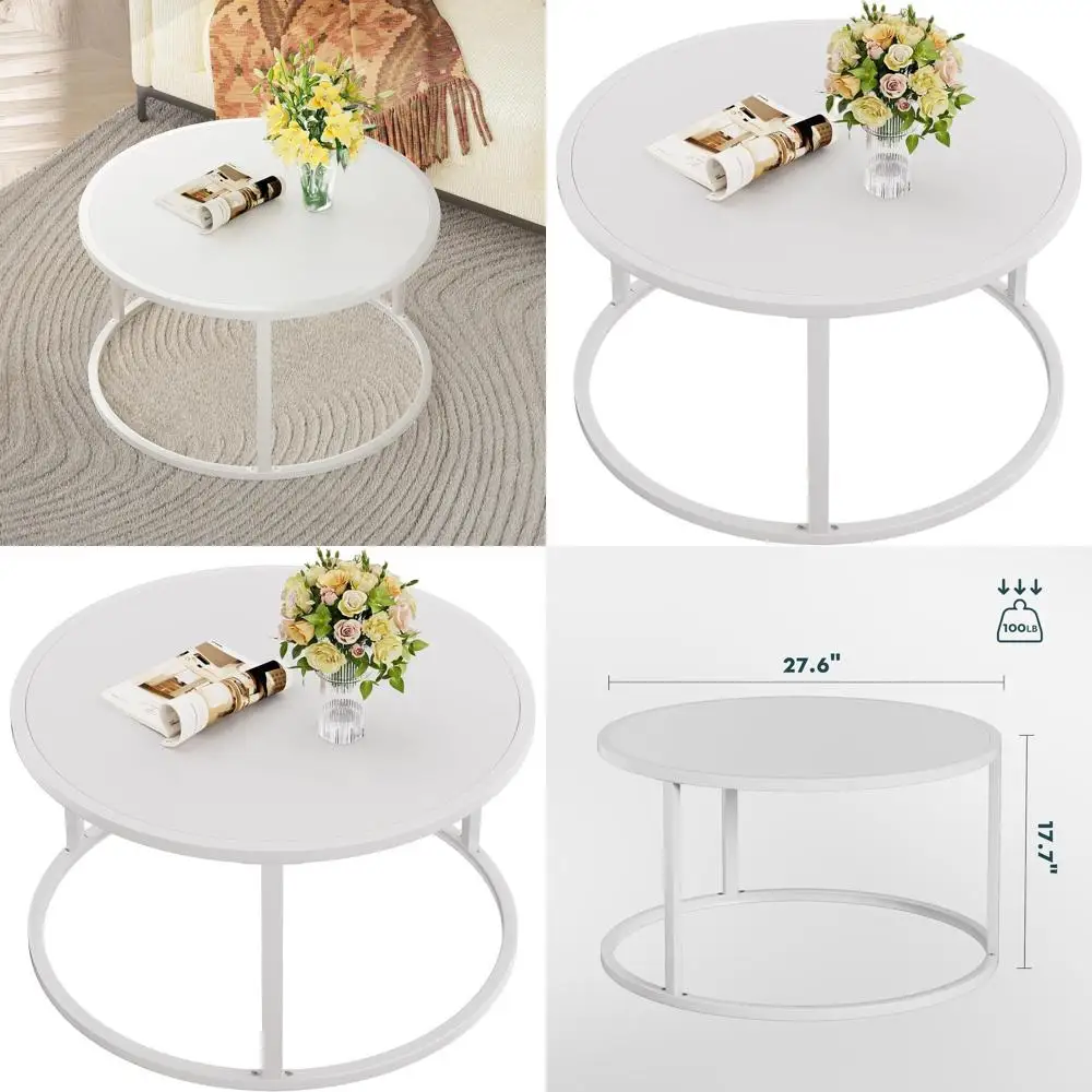 

Компактный белый журнальный столик для жилых помещений и домашних офисов, идеально подходит для мелких зон, высота 27,6 квадратов × 17,7