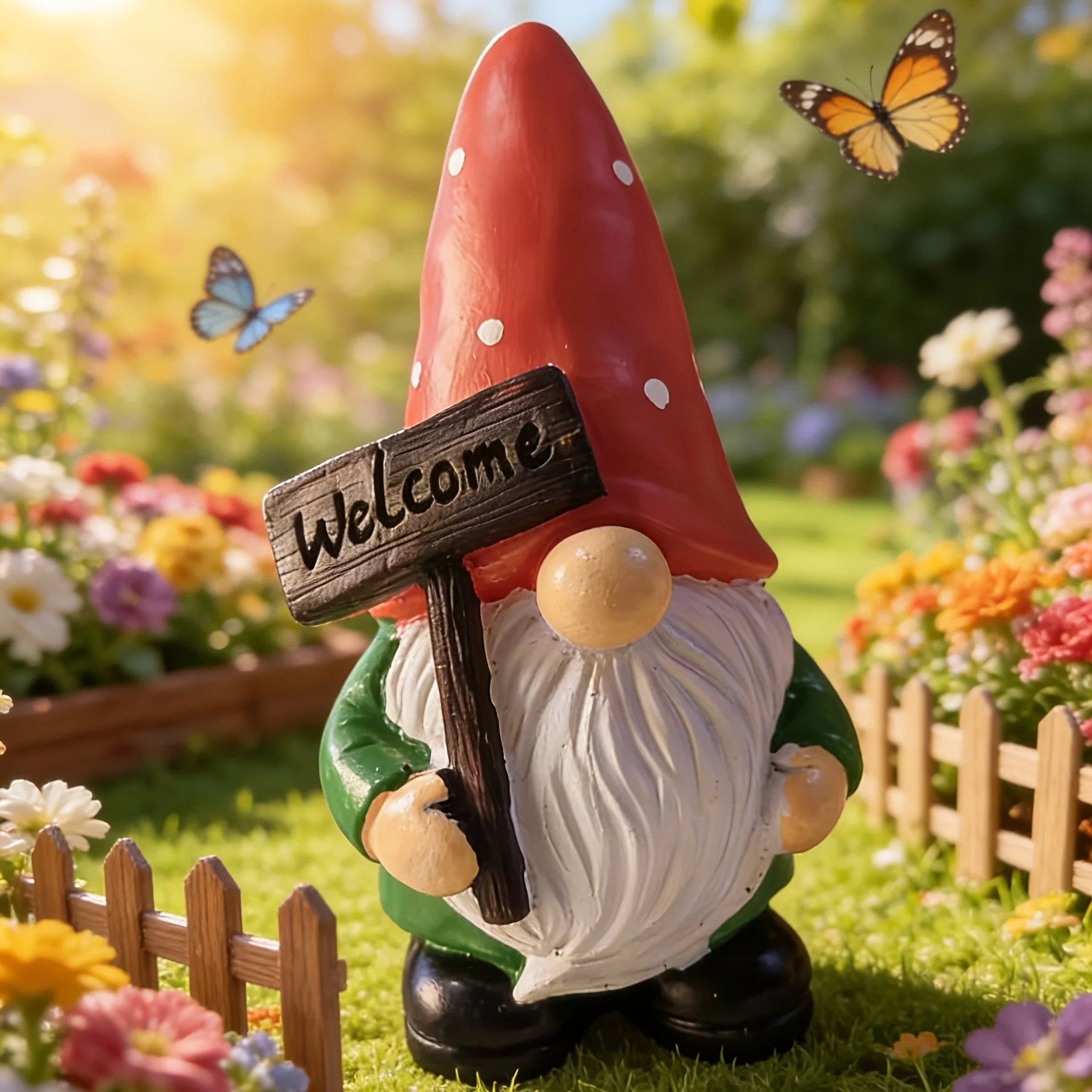 1pc Red-Capped Gnome Dwarf Holding The Welcome Sign Resin Statue - Durable for Indoor/Outdoor Use, Perfect for Christmas