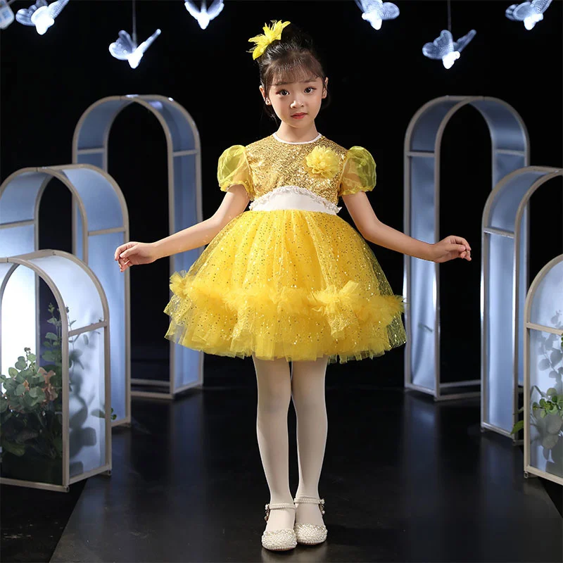 Children's Clothing Pengpeng Yarn Princess Dress Kindergarten Chorus Performance holographic