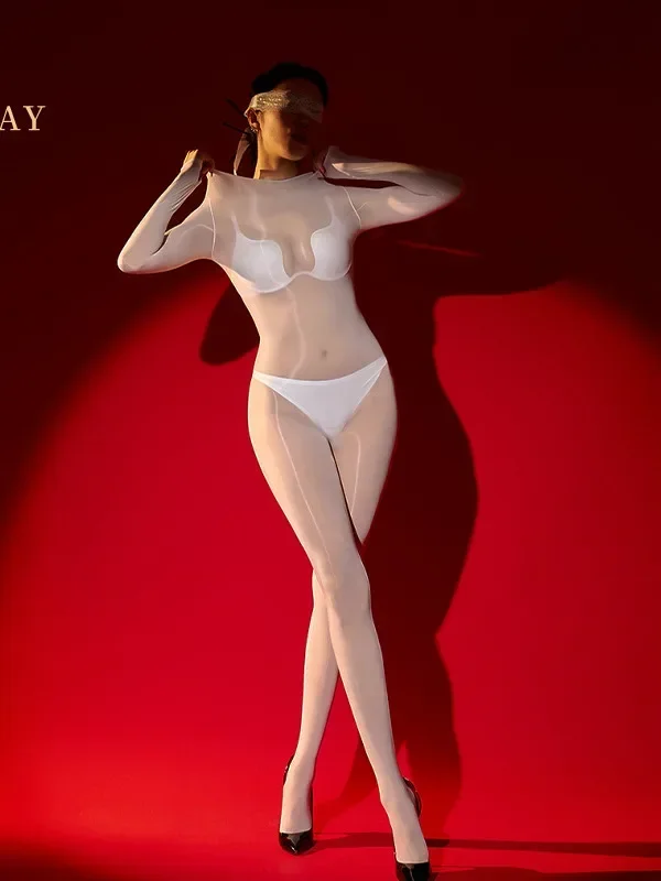 Solid color minimalist 8Dexotic seamless tight fit and wrapping sensation full body tight fit full body jumpsuit stockings