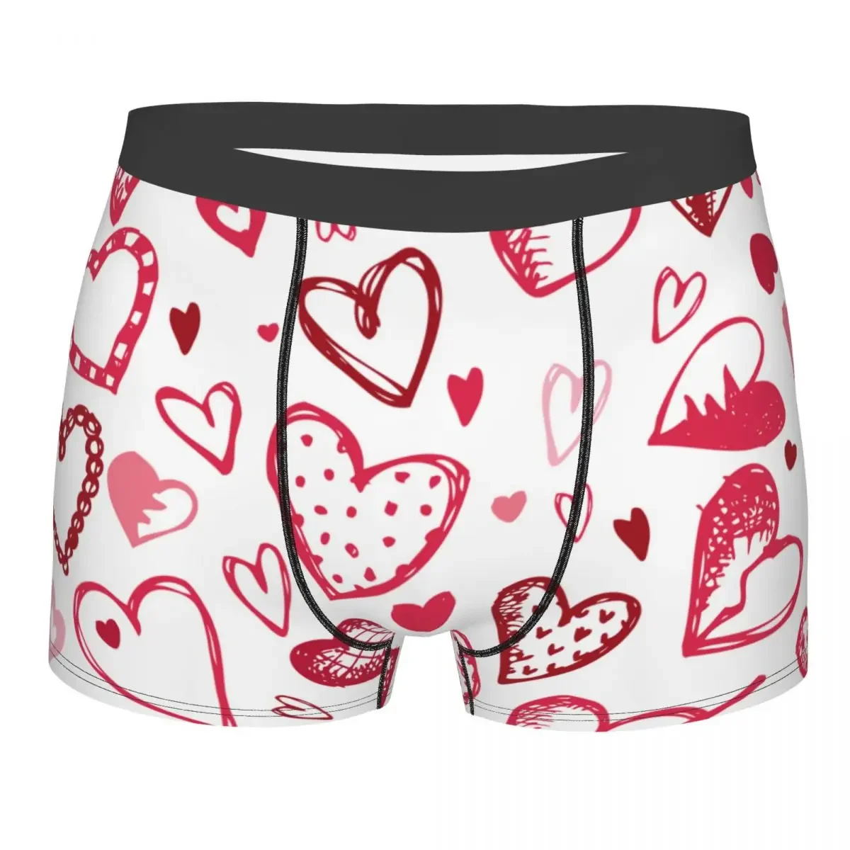 Mens Boxer Sexy Underwear Love Hearts Pattern Underpants Male Panties Pouch Short Pants