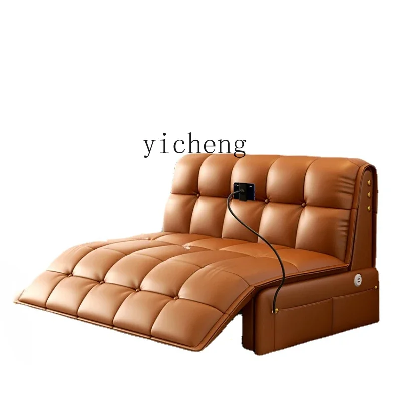 

Tqh Electric Sofa Bed Single Living Room Modern Automatic Foldable Dual-Purpose Leather Sofa