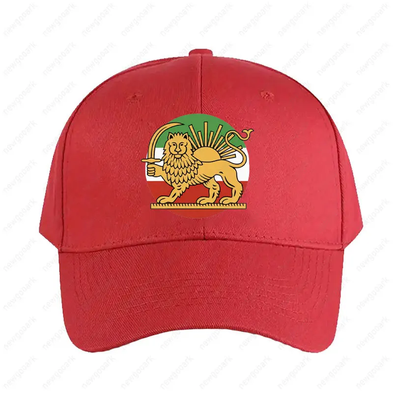 Circular Iranian Flag with Historic Lion Sun Cap Woman Man Peaked Hat Fashion Casual Adjustable Printed Baseball Caps Adult
