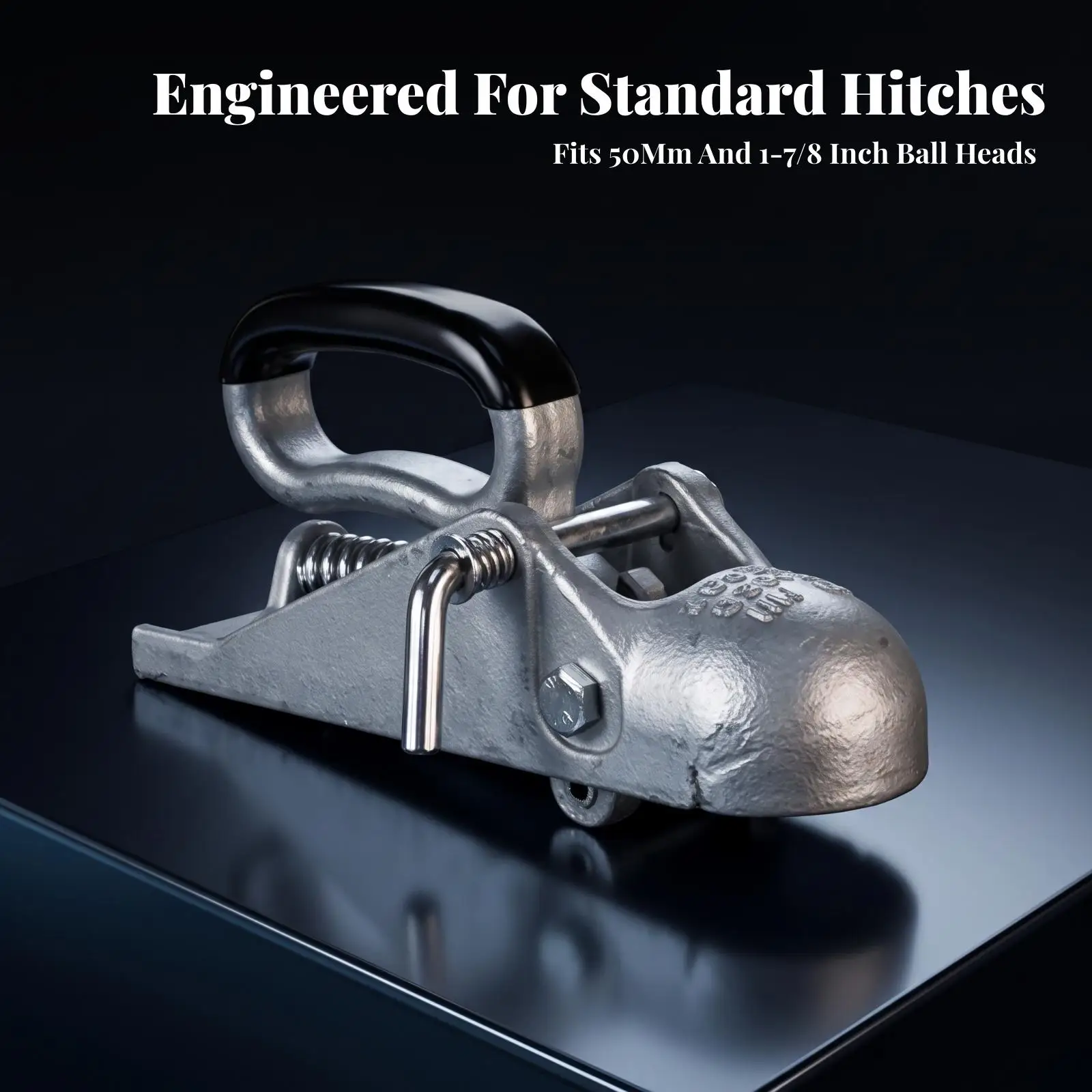Trailer Coupler with Locking Handle | Heavy-Duty Cast Steel Construction, built-in Spring Mechanism, for Trailers
