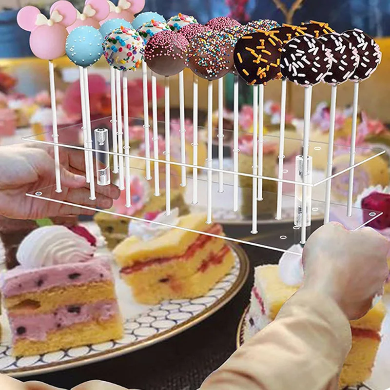 YOMDID Acryl-Lutscherständer mit 24 Löchern, transparenter Lutscher-Displayständer, abnehmbarer Kuchen-Lutscherständer, Party-Dekoration – Detail 10