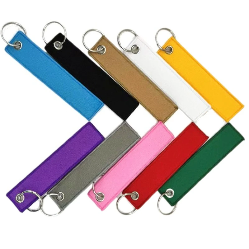13*3/ 15*4.5cm Print Logo Webbing Keychain Custom Name Motorcycle Embroidery Ribbon Key Chain Personalized Aviation Bag Keyring