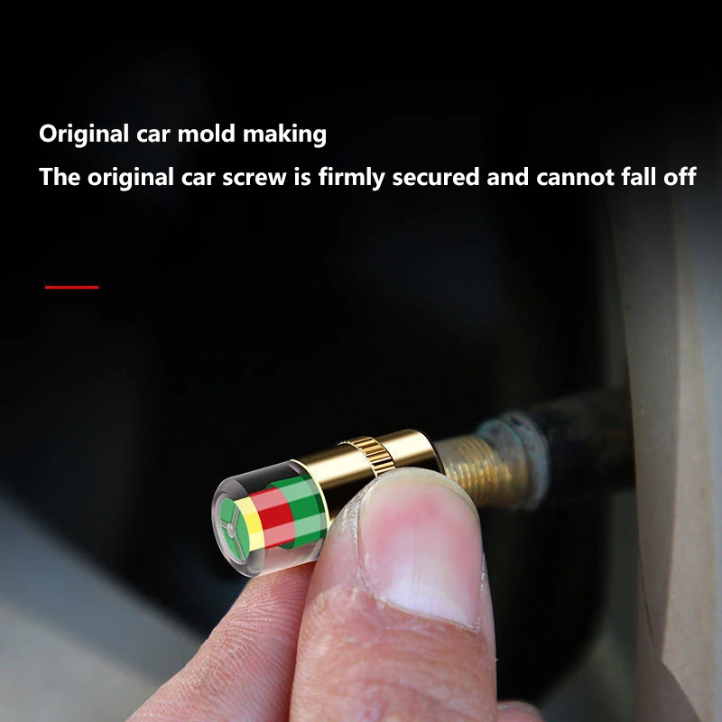 DIY Kit for Car Tyre Pressure Monitoring with Alert Caps and Valve Sensor.