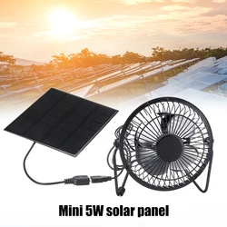 Mini Ventilator Solar Panel Powered Fan Air Extractor Solar Exhaust Fan Iron for Home Office Outdoor Traveling 4 Inch
