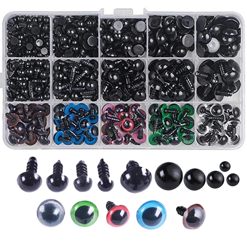 DIY Craft Eyes Noses Sets Eyeball Doll Accessories Plastic Colorful Safety Eyes Noses for Doll Craft DIY Making Tools