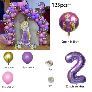 Disney-Balas-Themen-Rapunzel für Kinder, Geburtstagsdekoration, Hochzeitsset, Ballon für Mädchen, Air Globes 10 Hauptverkäufe Rapunzels Geburtstagsfeier - №9